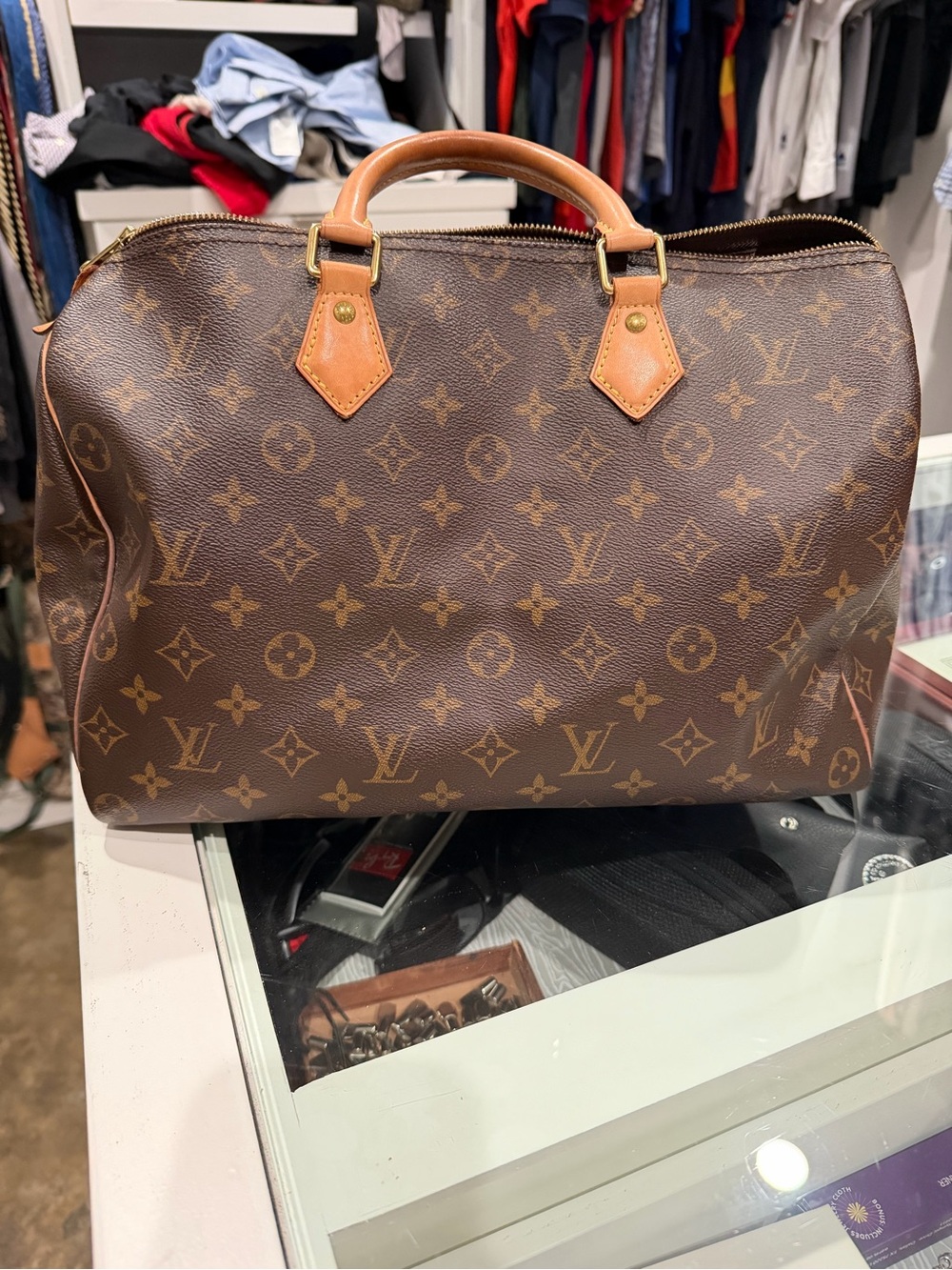 Louis Vuitton Monogram Canvas Speedy Bag in Brown and Tan